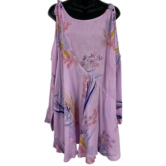 Free People Dresses & Skirts - Free People Women Tunic Dress Size Large L Floral Cold Shoulder Long Sleeve EUC